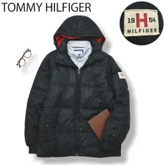 【人気】 トミーヒルフィガー TOMMY HILFIGER フード付き ダウン ジャケット 防寒 アウター XL ブラック アメカジ ストリート カジュアル メンズ 男性用