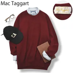 【美品】 スコットランド製 Mac Taggart ラグランスリーブ カシミヤ100％ ウール クルーネック ニット セーター ワインレッド メンズ レディース ユニセックス 男女兼用