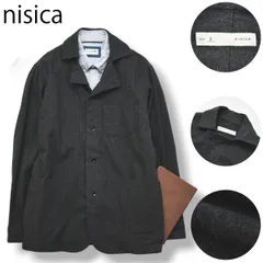 【美品】 日本製 ニシカ nisica 開襟 無地 プレーン オープンカラー ウール シャツ ジャケット 2 ダークグレー デザイナーズ モード シティールック モダン カジュアル メンズ