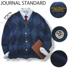 ジャーナルスタンダード JOURNAL STANDARD Homestead 長袖 Vネック モヘア ニット カーディガン L アーガイル柄 ブルー系 メンズ レディース ユニセックス 男女兼用