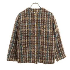 Mila Owen ミラオーウェン ツイード ノーカラージャケット 0 ブラウン メンズ 古着