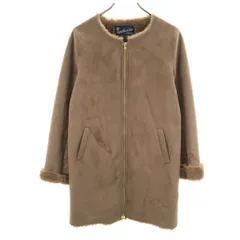 Sonny Label URBAN RESEARCH サニーレーベル アーバンリサーチ フェイクムートン ノーカラーコート 36 グレージュ レディース 古着