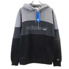 未使用 adidas Originals アディダスオリジナルス トレフォイルロゴ 長袖 スウェットパーカー M グレー 裏起毛 メンズ 古着