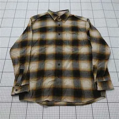 ◇ ⊇ ユニクロ UNIQLO チェック柄長袖シャツ XLサイズ メンズ ブラウン ベージュ系 E  【1511110044994】