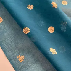 韓国生地 チマチョゴリ用生地 シフォン 青緑 金箔入り幅120ｃｍ・10ｃｍ単位売り■kiji-39-s【韓国生地】【金箔】【韓国】【生地】【かわいい】【パステル】【生地屋】【人気】