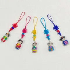 韓国雑貨　韓国伝統人形 ストラップ　5個セット■keitaistrap-86-s【ギフト】【お土産】