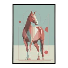 【B4サイズ（約25x36cm）】【lm-poster-7335】【フレーム付き】馬 ホース 絵 絵画 写真 動物 アニマル 北欧 ポップ アート 手書き 安い ポスター  インテリア おしゃれ  プリントポスター フォト イラスト