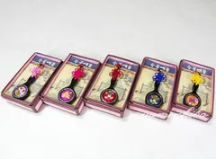 韓国雑貨　螺鈿飾りの手刺繍 携帯ストラップ丸　5個セット■keitaistrap-63-s【ギフト】【お土産】