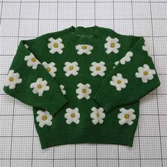 ◇ ⊇ ems excite エムズエキサイト 花柄ニットセーター グリーン系 レディース F E  【1511120009211】
