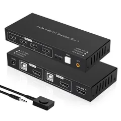【2PC切替】HDMIUSB切替器4K60HzKVM切替器2入力1出力PC2台USB2入力4出力KVMスイッチャーセレクターキーボードマウスプリンター共有HDMI2入力1出力ハブ切替機