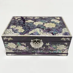 螺鈿の高級ジュエリーボックス・高級螺鈿宝石箱-紫旬■jewelrybox-53-s【ギフト】雑貨 キラキラ雑貨 アクセサリー入れ 韓国雑貨 プレゼント 豪華 バースデー 韓国製 ハンドメイド ジュエルケース 誕生日プレゼント おしゃれ 鏡付き 仕切り パープル