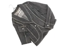 TRANS WORK トランスワーク ラインストーン Gジャン デニム ジャケット size42/チャコール ■◇ レディース