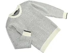 nano universe ナノユニバース ウール混 総柄 ニット セーター sizeL/白ｘ黒 ◇■ メンズ