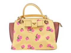 Samantha Vega サマンサベガ レザー 花柄 2WAY ショルダー バッグ 黄ｘ茶 ■■ レディース