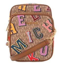 マイケルコース MICHAEL KORS ロゴショルダーバッグ 斜め掛け クロスボディ チェーン ボックス MKシグネチャー PVC レザー 茶 ブラウン マルチカラー /GV