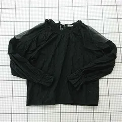 ◇ Θ コンティニュエ ドゥ ナイスクラップ continuer de NICE CLAUP レースフリルブラウス ブラック系 レディース F E  【1511120015601】