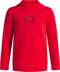 アンダーアーマー UNDER ARMOUR UA ARMOUR FLEECE STARLIGHT LOGO HOODIE 子供 パーカー フーディ 速乾 プルオーバー 軽量 裏起毛 保温 冬 通気性  6003811 713 RACERRED/BLACK