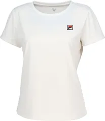 フィラ FILA テニス グラフィックTシャツ レディース ウィメンズ 女性 大人 シャツ Tシャツ トップス ウェア ロゴ ワンポイント パイピング デイリー 汗冷え防止 部活 クラブ  EL0221 08Z ブラック