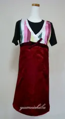 店舗用ユニフォーム 韓国Ｖセットン　エンジ■epron-9-s【ギフト】【お土産】