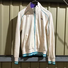 1285 PUMA ベロアジャケット ベージュ S プーマ フルジップ トラックジャケット ワンポイント 刺繍ロゴ 古着卸 アメリカ仕入
