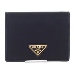 プラダ PRADA Re-Nylon テスートコンパクトウォレット 1MV204 二つ折り財布 サフィアーノ ナイロン ブラック レディース メンズ【中古】【SAランク】