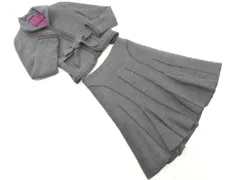 COMME CA DU MODE コム サ デ モード ウール混 ウエストリボン ビーズ セットアップ ジャケット スカート スーツ size9/グレー ◇■ レディース