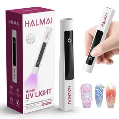 HalmaiハンドヘルドUVネイルランプジェルポリッシュ用ポータブルミニレッドライトLED付きコードレス充電式USBネイルドライヤー自宅用マニキュアサロンツールネイル硬化ネイルスタンプキ…