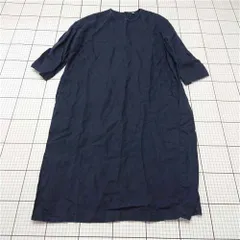 ◇ ⊂ ワンピース 無印良品 MUJI 麻100％ 半袖ワンピース ネイビー系 Mサイズ レディース E  【1511120017735】