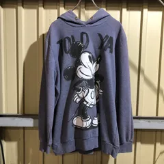 1286 Disney Mickey Mouse パーカー ダークグレー L ディズニー ミッキーマウス スウェット プリントロゴ 古着卸 アメリカ仕入