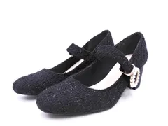 ORiental TRaffic オリエンタルトラフィック 9324 ツイード ストラップ パンプス sizeLL（25.5ｃｍ）/黒 ◇■ レディース