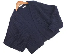 earth music&ecology アースミュージック＆エコロジー ニット ショール カーディガン sizeF/紺 ◇■ レディース