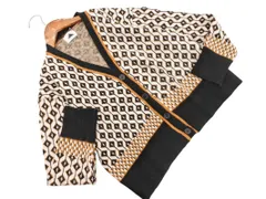 ABITOKYO アビトーキョー Vネック 総柄 ニット カーディガン 白ｘ黒ｘ茶 ◇■ レディース