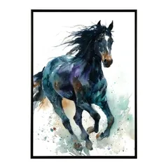 【A0サイズ（約84x119cm）】【lm-poster-7725】【フレーム付き】馬 ホース 絵 絵画 写真 動物 アニマル 北欧 ポップ アート 手書き 安い ポスター  インテリア おしゃれ  プリントポスター フォト イラスト