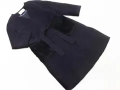 NATURAL BEAUTY BASIC ナチュラルビューティーベーシック ウール混 ノーカラー コート sizeM/紺 ◇■ レディース