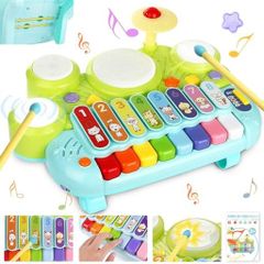 UQTOO Musical Instrument Toy for Kids, Multifunctional Piano/Keyboard Instrument Toy, Baby Toddler Educational Toy, Electronic Drum Piano Keyboard Instrument Toy for Boys and Girls, Keyboard Music Toy