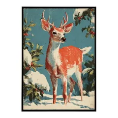 【B3サイズ（約36x51cm）】【lm-poster-7865】【フレーム付き】トナカイ 北欧 シカ 鹿 アニマル 動物 アート　おしゃれ  プリントポスター フォト イラスト クリスマス インテリア 印刷
