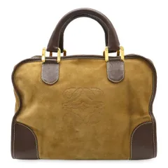 LOEWE ロエベ アナグラム アマソナ32 ハンドバッグ ミニボストンバッグ スエード レザー カーキー ダークブラウン 茶 ゴールド金具