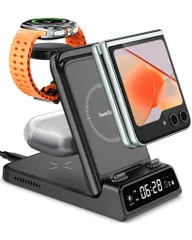 【GalaxyWatch専用】SamsungZFlip対応3in1ワイヤレス充電器、GalaxyWatch8/FE/Ultra/7/6/5/4&GalaxyZFlip7/6/5/4/3シリーズ&GalaxyBuds適用、折り畳みのサムネイル