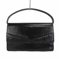 ハナエモリ HANAE MORI ハンドバッグ フォーマル 冠婚葬祭 レザー フラップ 黒 ブラック
