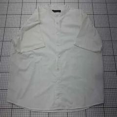 ◇ ⊂ ナノ・ユニバース nano・universe バンドカラーシャツ 半袖 ホワイト系 S メンズ E  【1512010015190】