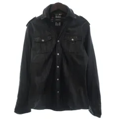 バーバリーブラックレーベル BURBERRY BLACK LABEL シャツ ジャケット ラムレザー 長袖 M 黒 ブラック