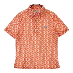 サイズ：2 EFFICACE エフィカス  半袖ポロシャツ ボタンダウン 総柄 オレンジ系 [240101595769] ゴルフウェア メンズ ストスト