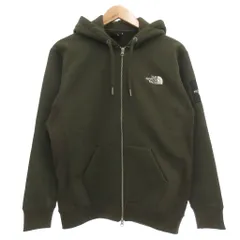 ザノースフェイス THE NORTH FACE 美品 SQUARE LOGO ジップアップパーカー フーディー S 長袖 ワンポイント カーキ NT62349 /NU