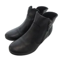 ダイアナ DIANA ショートブーツ レザー 本革 23.5 黒 ブラック サイドゴア サイドジップ /IU