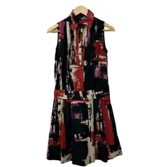 LOVE MOSCHINO(ラブモスキーノ) ワンピース サイズ40 M レディース - 黒×ピンク×マルチ レギュラーカラー/ノースリーブ/ひざ丈