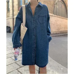 デニム シャツ チュニック ブラウス レディース デニム チュニック シャツ 長袖 春 秋 ス 長袖 薄手 羽織り フェミニン 着回し シンプル225588