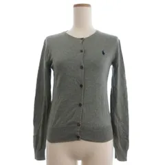 ポロ ラルフローレン POLO RALPH LAUREN カーディガン ニット クルーネック 長袖 ロゴ 刺繍 XS グレー ■GY14