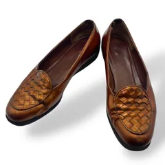 BOTTEGA VENETA ボッテガヴェネタ　ローファー　パンプス　エナメル　イントレチャート　厚底　ヴィンテージ　オレンジ　茶　ブラウン　22.5cm 35