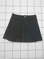 ◇ Θ バイムニール by muni:r プリーツデニムスカート ブラック系 M レディース E  【1512020000636】