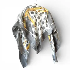 Christian Dior クリスチャンディオール 大判 シアー  ドット柄 水玉 チェーン グレー系 100×112cm